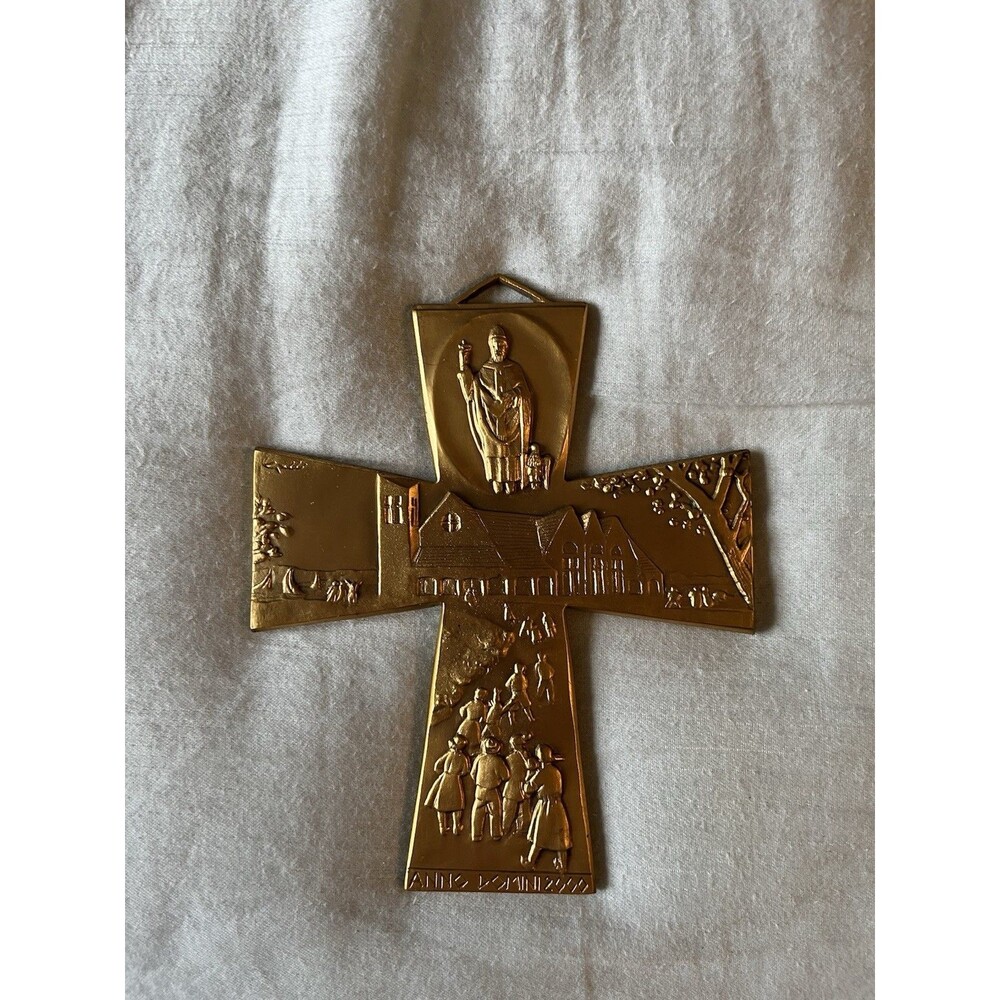 Angelo Grillli Croce Medaglia Del Guibileo Crucifix Cross Solid Bronze Jubilee